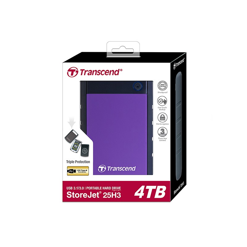 Transcend 4TB Disque Dur Portable USB3.0 de 2.5 pouces